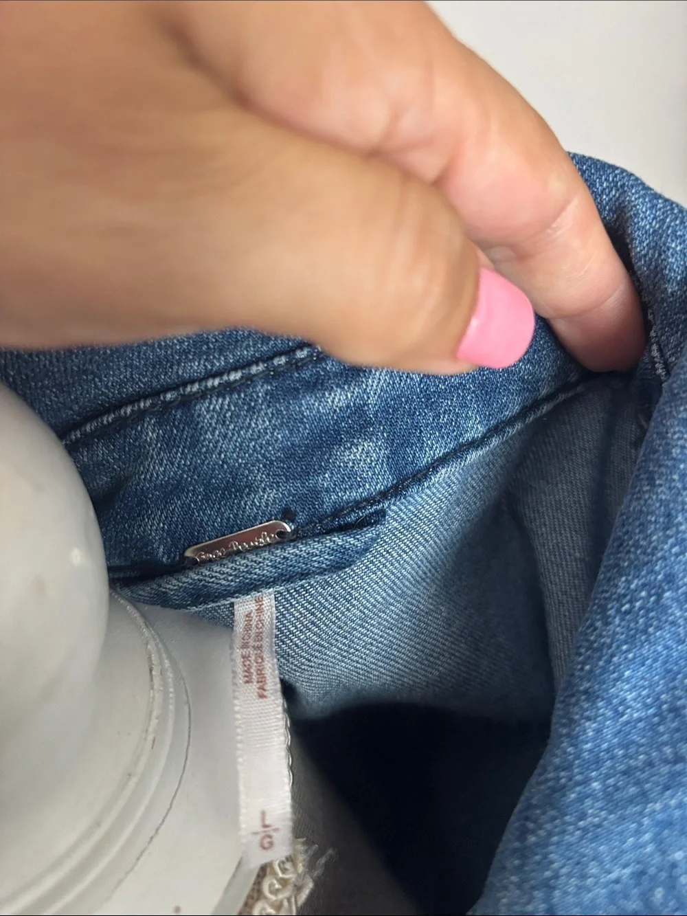 Free People Vintage-Inspired Blue Denim Moto Jacket - Picture 3 of 6